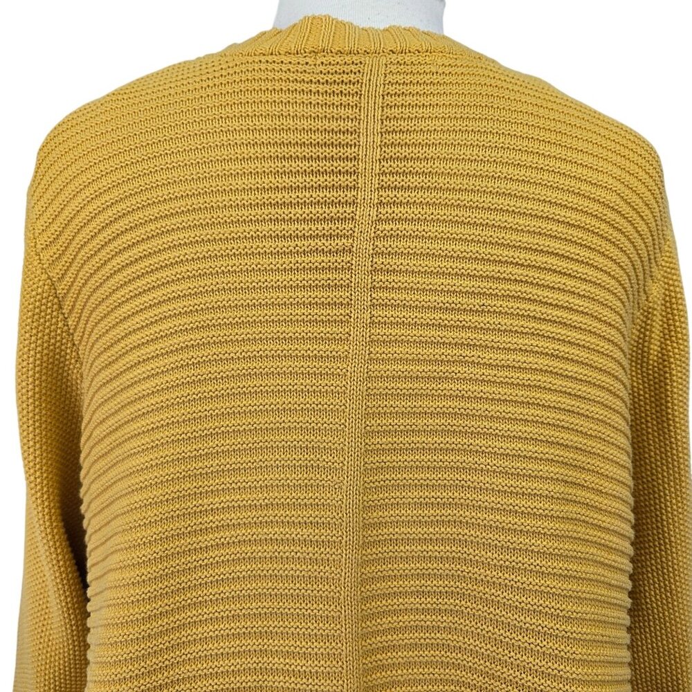 Marled Waffle Knit Open Front Cardigan Mustard Yellow Size 1X - Picture 7 of 12